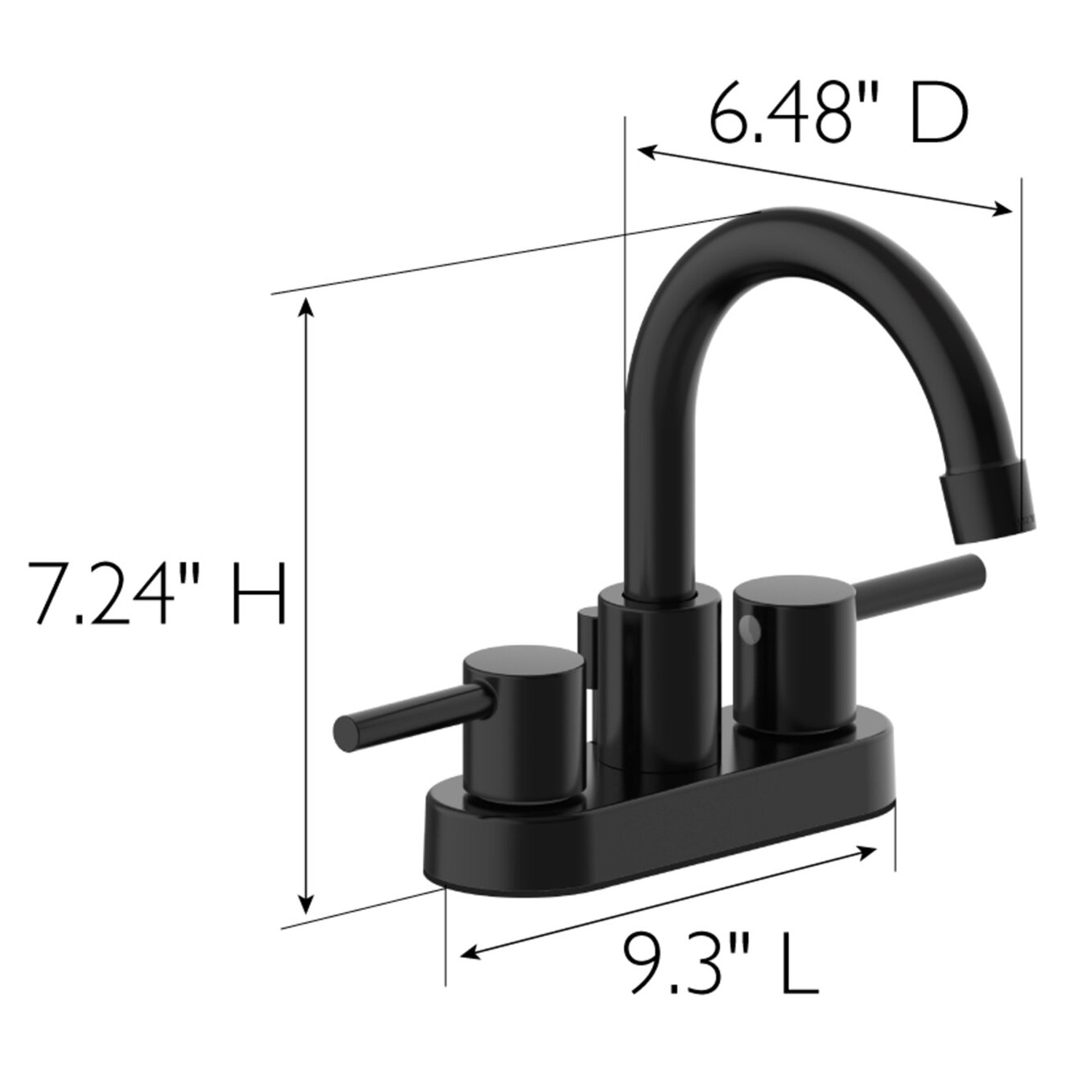 Aquacubic матовый черный 4-дюймовый смеситель для ванной с двумя ручками и двумя отверстиями, центральный смеситель для ванной комнаты с аксессуарами