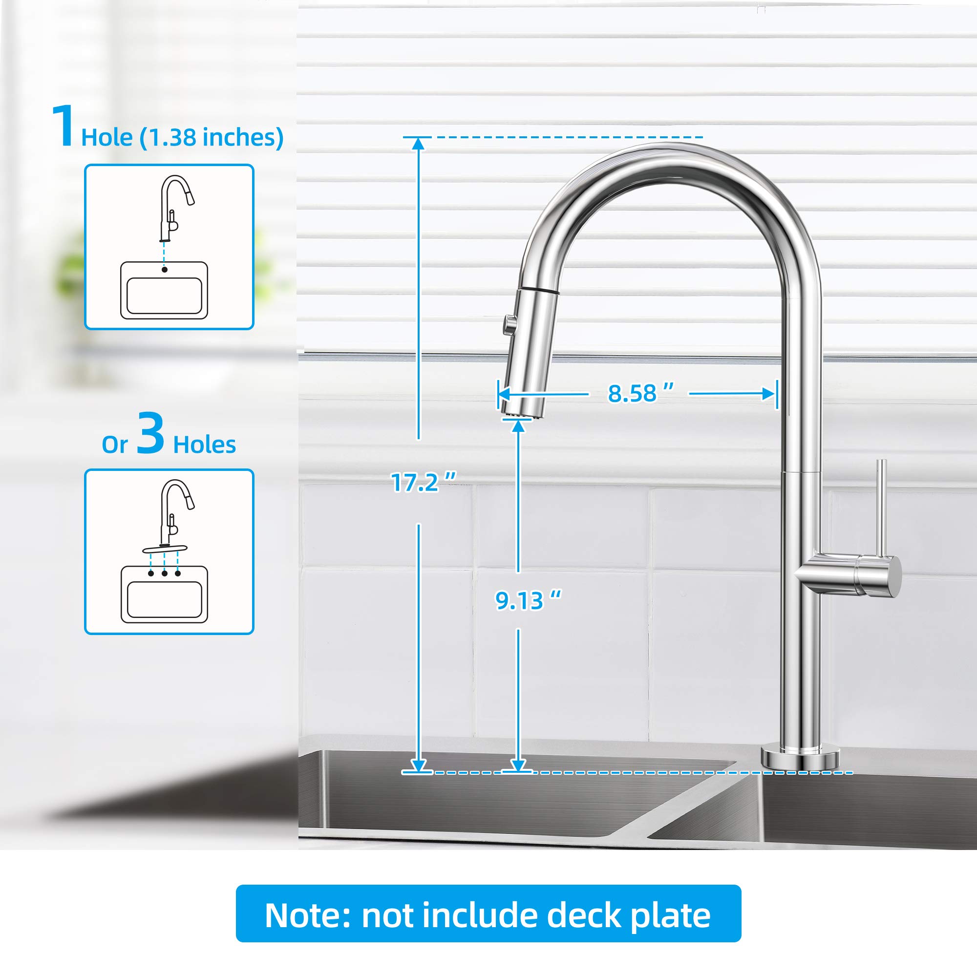 Aquacubic Modern cUPC NSF Хромированная отделка, двойной функциональный смеситель для кухонной мойки с выдвижным распылителем AF6842-5