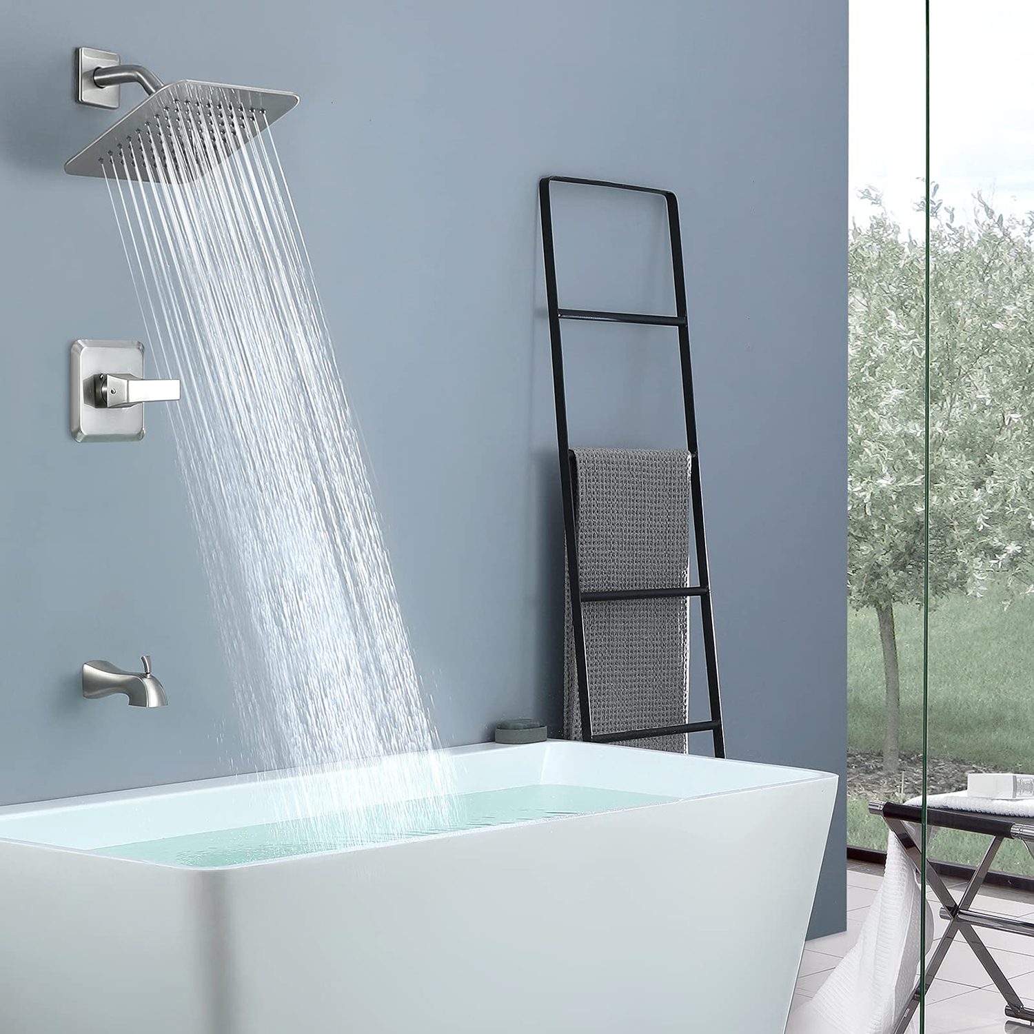Aquacubic Ванная комната Скрытый полированный хромированный душевой набор Настенная душевая система высокого давления