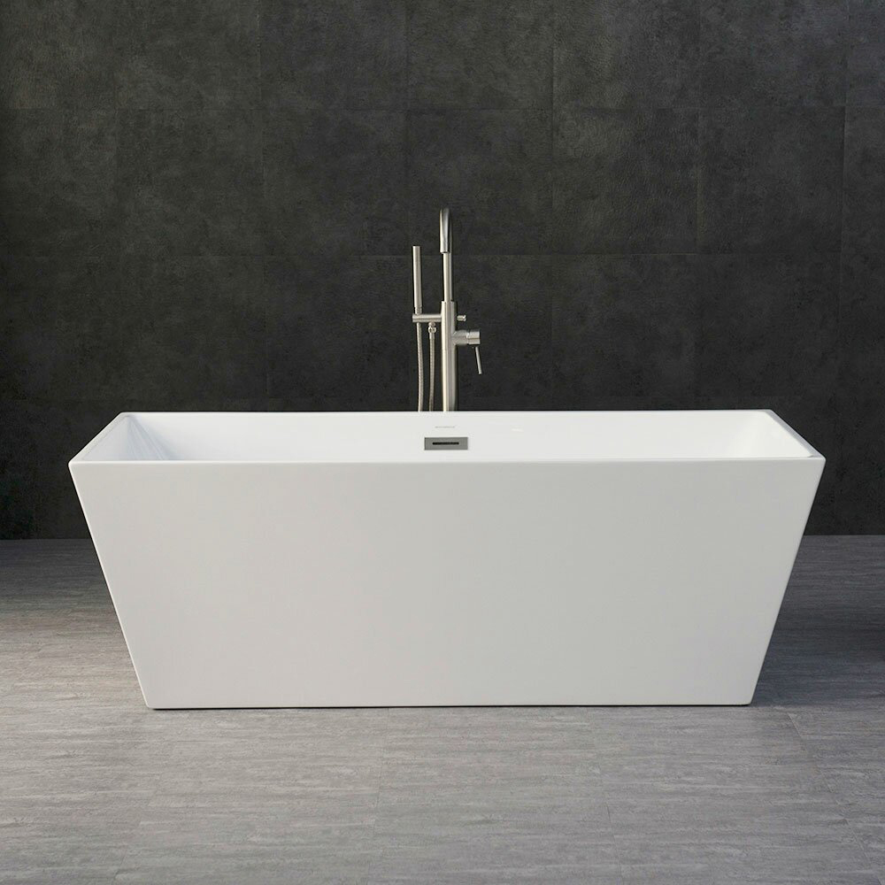 Роскошный современный дизайн 67-дюймовая акриловая ванна для купания СПА с переливом и сливом