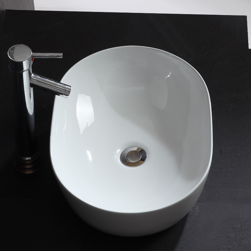 Aquacubic RV Художественный фарфор овальной формы над столешницей для ванной комнаты Белая керамическая художественная раковина