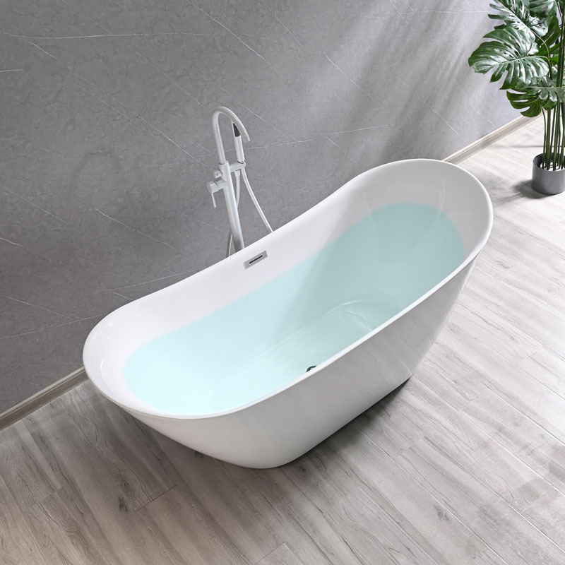 Легко ремонтируемая отдельно стоящая ванна из чистого акрила с твердой поверхностью в форме полумесяца для апарт-отеля 1700 мм