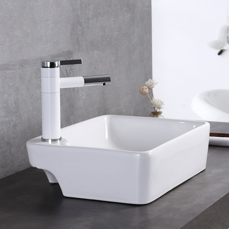Изготовленный на заказ прямоугольный белый глазурованный цветной столешницы, раковина для ванной комнаты, раковина
