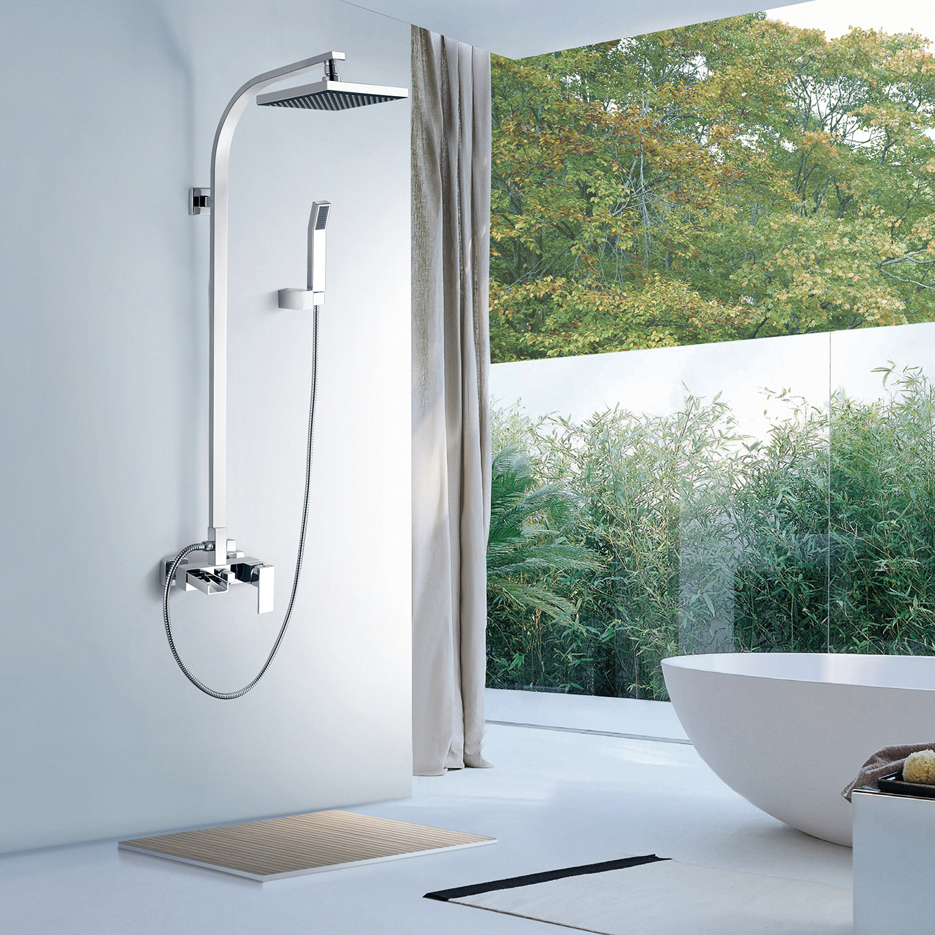 Aquacubic, бессвинцовый дождевой смеситель для ванной комнаты, душевая система с открытой трубой, с ручным душем