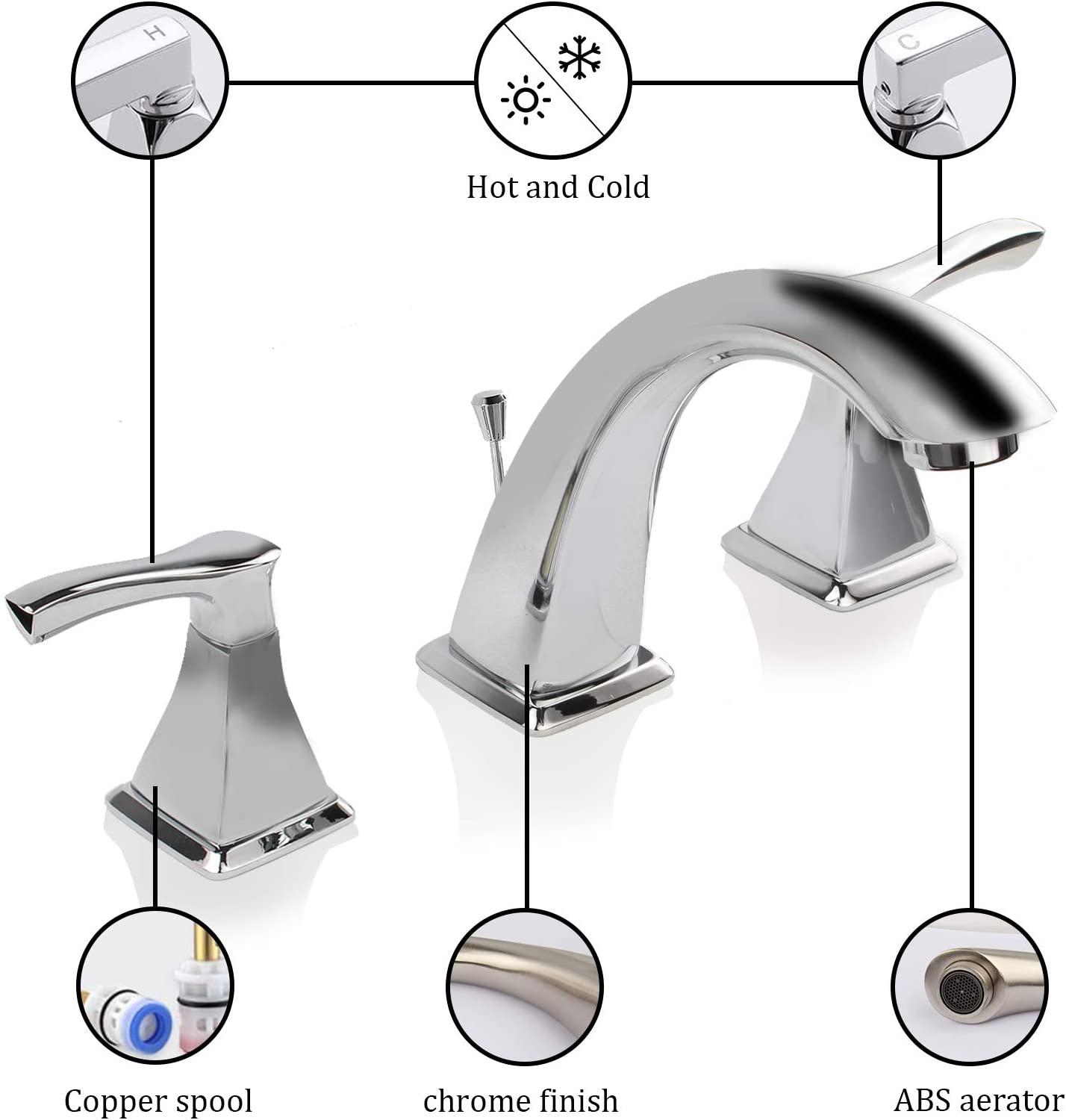 Aquacubic UPC Centerset 4-дюймовый смеситель для ванной комнаты из бессвинцовой латуни с подъемным стержнем и выдвижным сливом