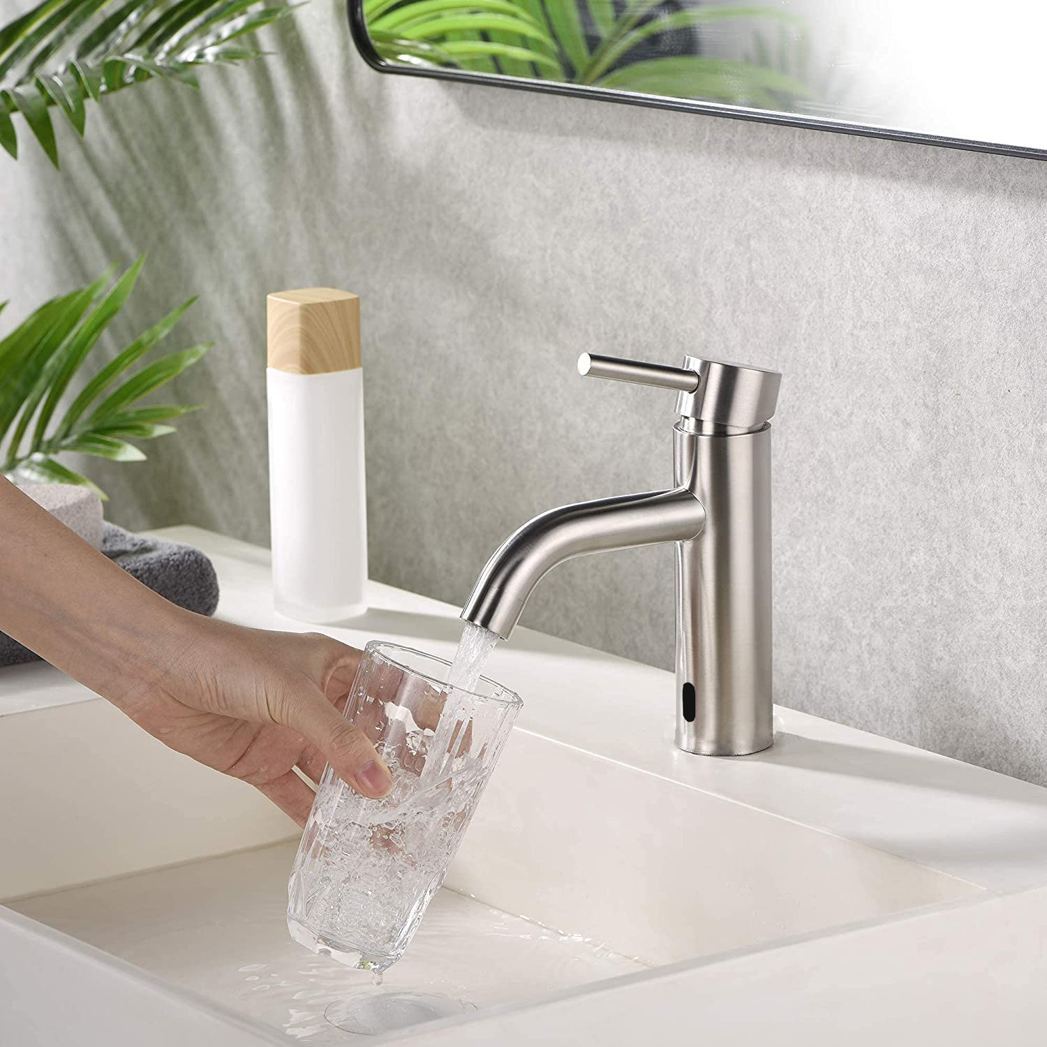 Бесконтактный смеситель для ванной комнаты Aquacubic, автоматический датчик движения, смеситель для раковины в ванной комнате