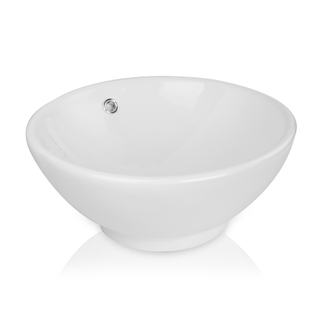 Круглая белая раковина для ванной комнаты на столешнице из керамики