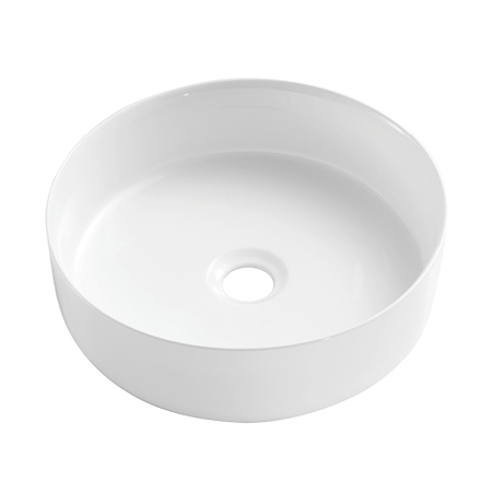 Оптовая продажа, простой стиль, белая круглая керамика для ванной комнаты над столешницей, художественная раковина для мытья рук для дома