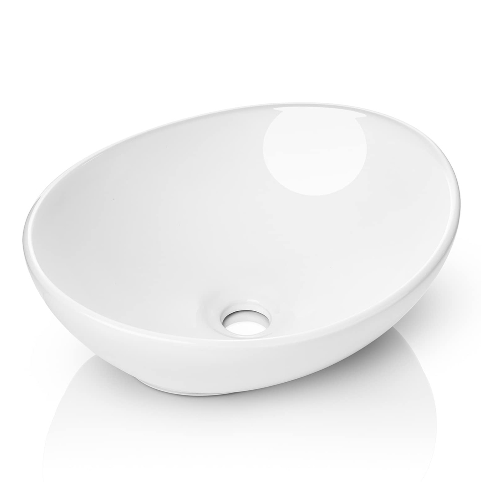 Раковина ванной комнаты сосуда современной формы яйца овальная белая керамическая