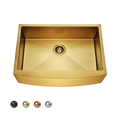 Кухонная раковина из нержавеющей стали золотого цвета ручной работы с одной чашей